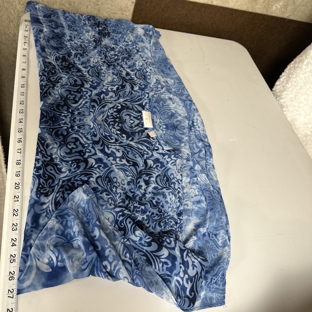 Bella Kim Gravel XL Blue Floral Paisley Woven Sleeves Top Lightweight Boho Shirt - Picture 7 of 10